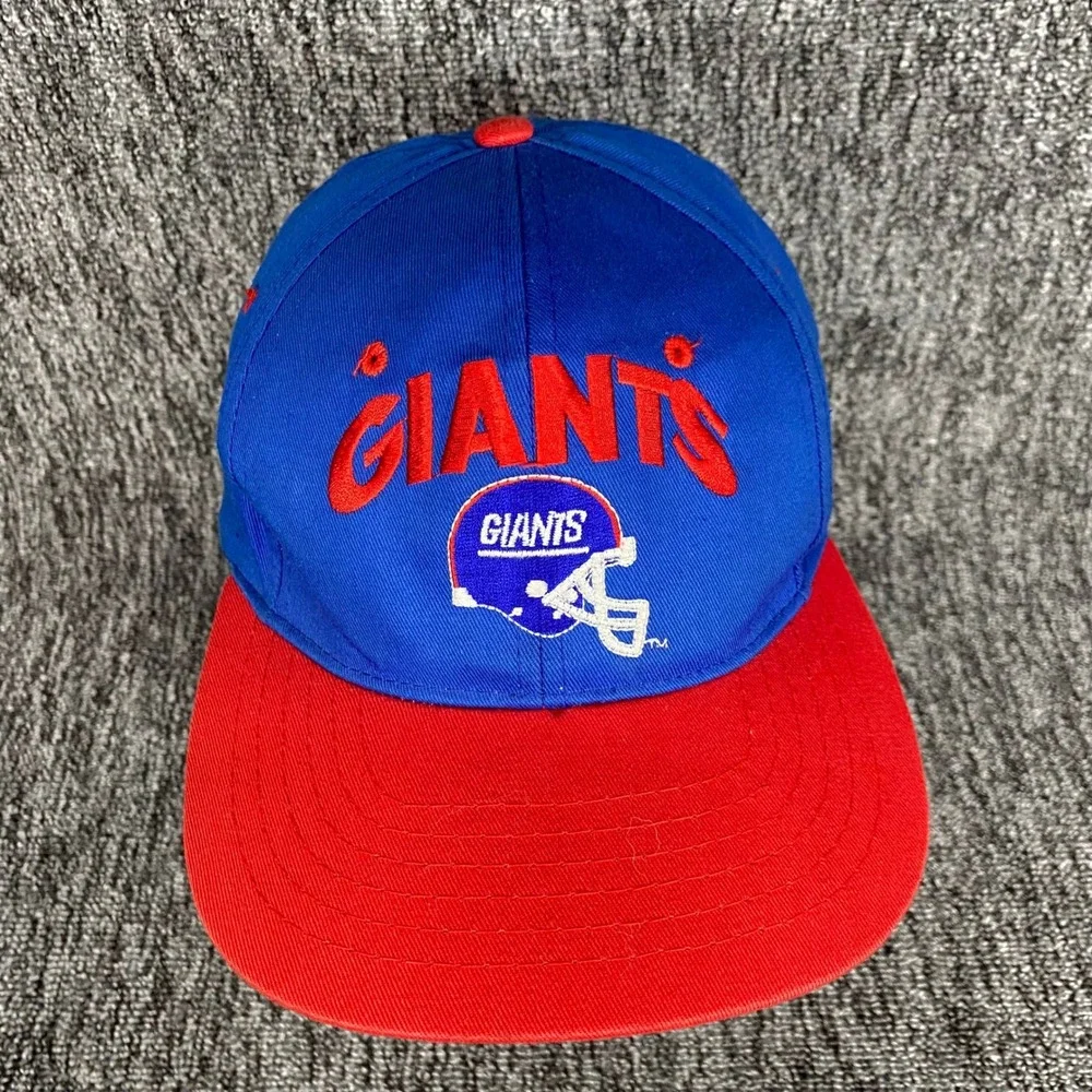 Vtg Drew Pearson New York Giants Snapback Hat Cap Blue Red Helmet NFL Youth